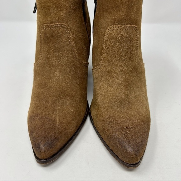Steve Madden Tan Leather Western Style Pointed Toe Ankle Boots Size 36 Zipper - Picture 5 of 13